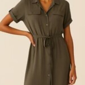 June & Hudson Khaki Midi Dress
